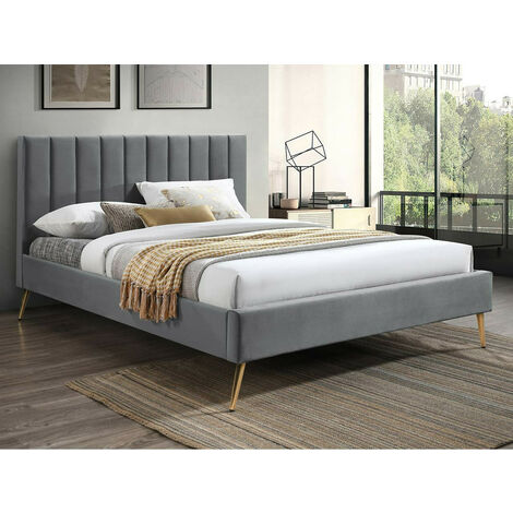 Lit Comfivo 351, Gris, Double, 140x200, Tapisserie, Sommier à lattes, 145x218x111cm