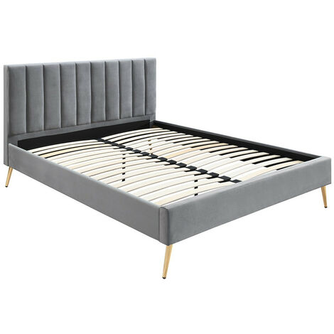 Lit Comfivo 351, Gris, Double, 140x200, Tapisserie, Sommier à lattes, 145x218x111cm