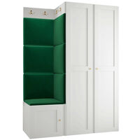 Meuble d'entrée Hartford 379, Blanc, 186x116x46cm, Stratifié, Tissu, MDF, Murale, À poser