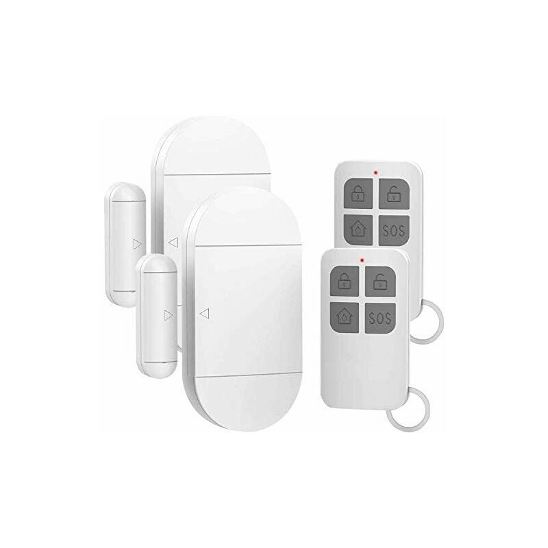 2Pcs Door And Window Alarm Wireless Magnetic Sensor With 2 Remote Controls  For Home Security System Child Safety Anti-theft Burglar Detectors 130Db  Siren With Batteries