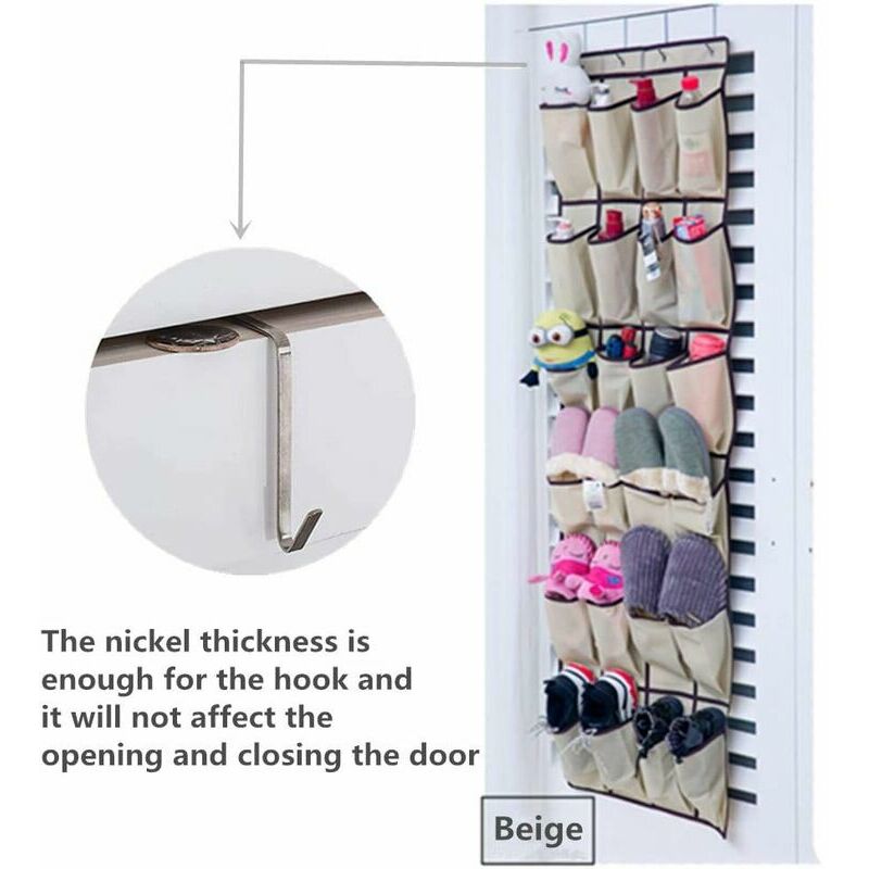 Over The Door Shoe Organizer Large Capacity Hanging Door Shoe Rack with 16  Pockets 600D Oxford Cloth Hanging Shoe Organizer