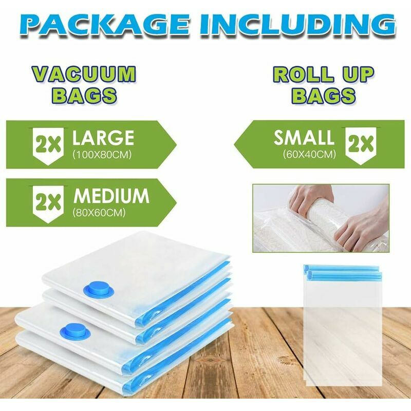 Organization and Storage, 6PCS/SET XL Vacuum Storage Bags, Space Saver Bags,  Blanket Storage, Moving Supplies, Clothes Storage, 100x80cm