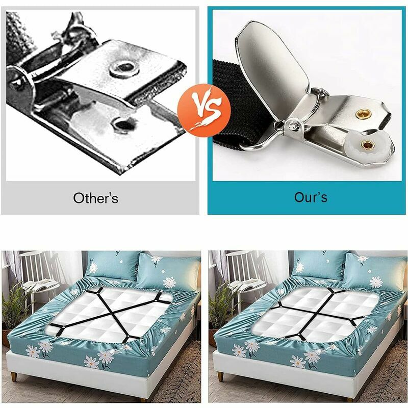 LITZEE 2 Pull Side Adjustable Cross Bed Sheet Holders Fasteners