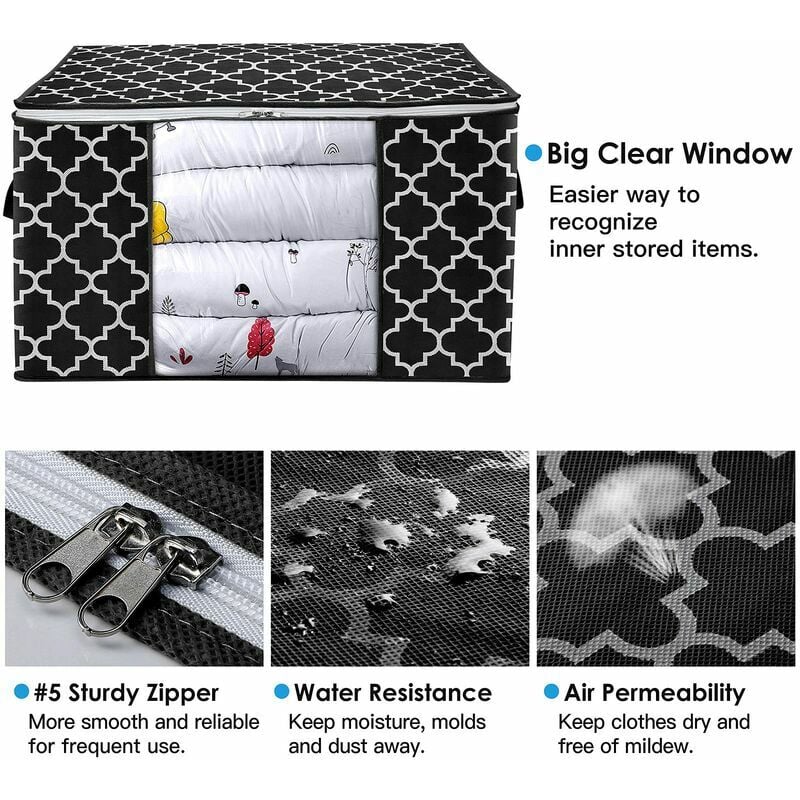 Set of 4 Extra Large Reusable Unbreakable Hard Plastic Fabric Checkered Laundry