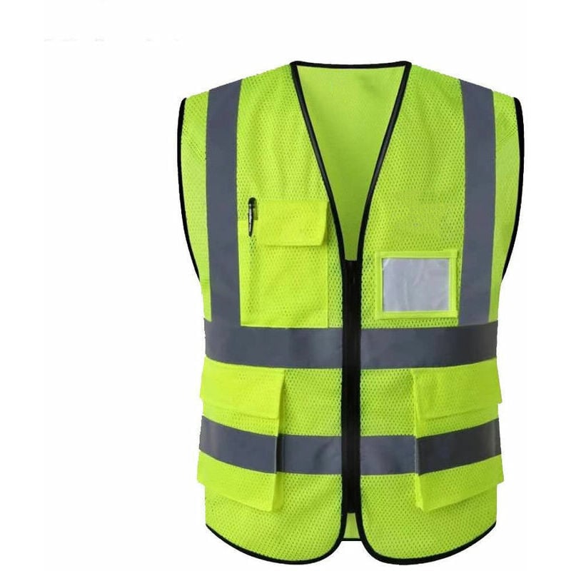 High Visibility Reflective Safety Vest Clothing Work Executive Manager  Waistcoat Jacket Zip Brace Security Mobile Phone Pocket ID Holder 3D