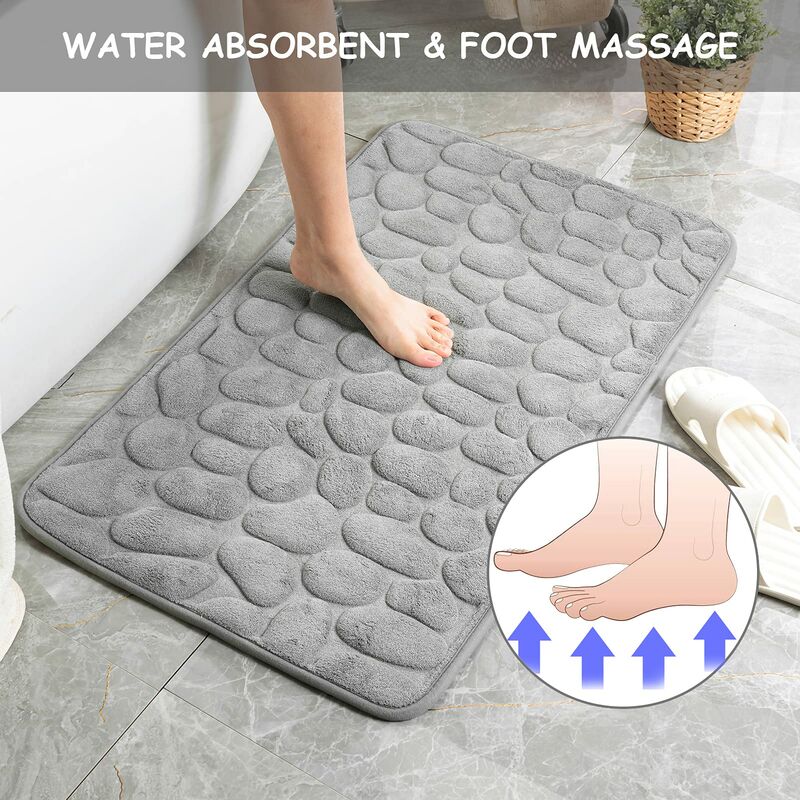 Super Absorbent Microfiber Bath Mat With Non-slip Backing - Soft And  Comfortable Gray Bathroom Rug, Fall Decor, Bathroom Decorations - Temu