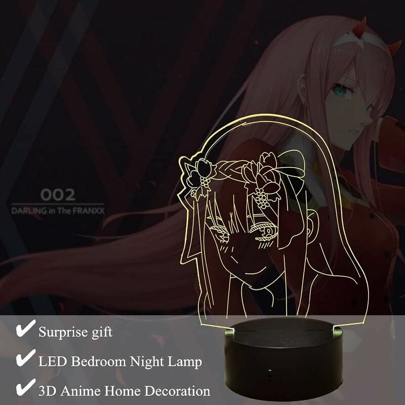 Darling In The Franxx Anime Figure Zero Two 02 Hiro S Rgb Night Lights Gift  For Friend Bedroom Manga Table Decoration,16 Colors, With Remote