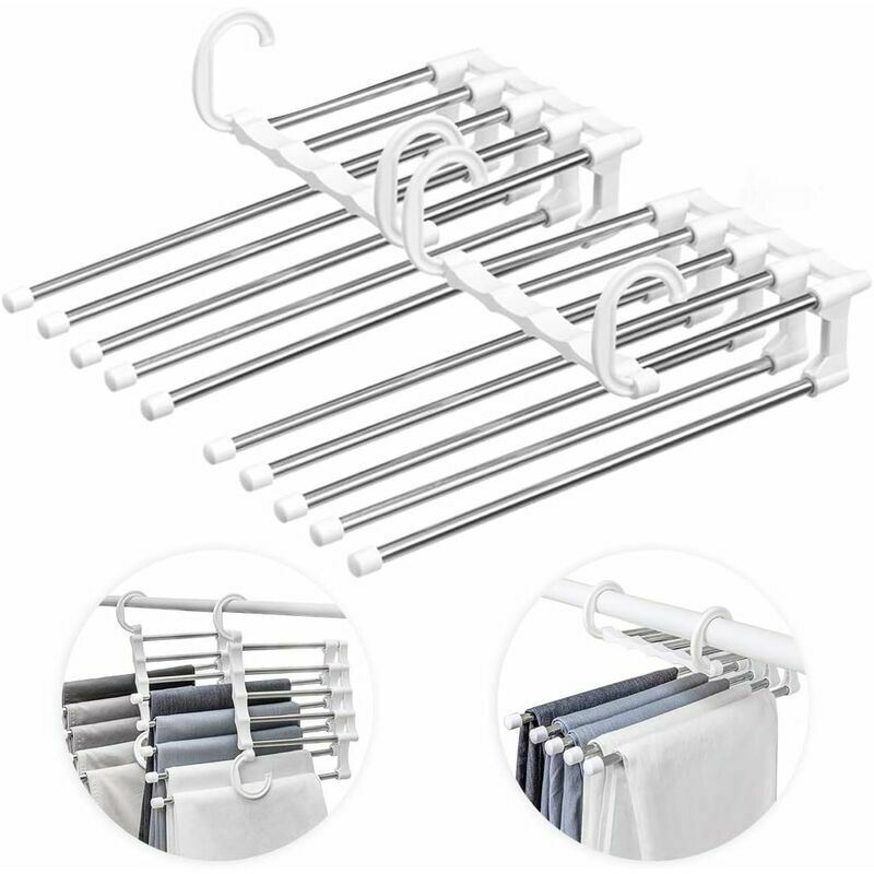 Pants Hangers Non Slip 3 Pack Space Saving Multi-Layer Swing Arm Hanger  Stainless Steel Hangers for Closet Storage Organizer for Pants Jeans  Trouser