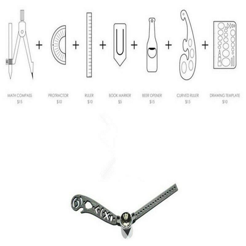 7 Pieces Geometry Set, Including Metal Compass Drawing Tool Scale