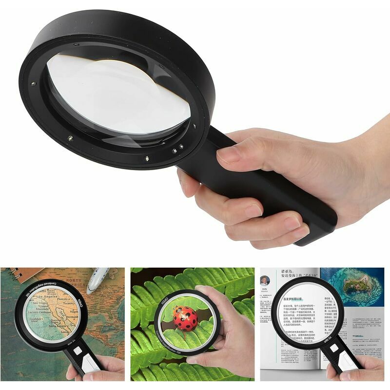 Wapodeai Magnifying Glass with Light, 3X 45X High Magnification