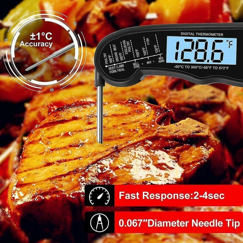 Digital Food Meat Candy Thermometer - FT200 Instant Read Probe Thermometer  Backlit Auto Off Waterproof