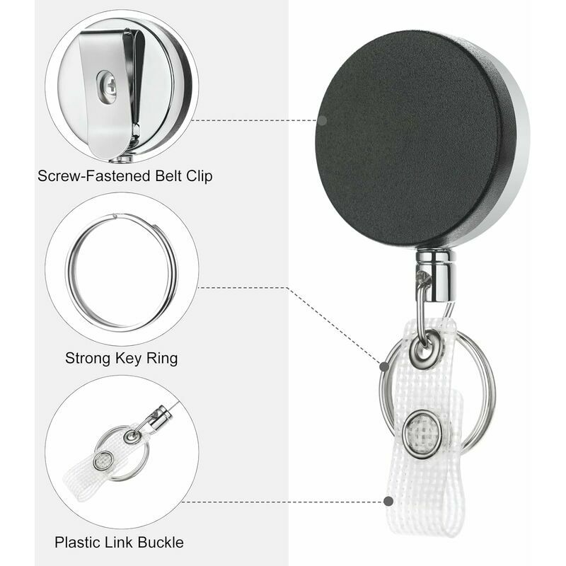 Retractable Key Chain,3 Pack Stainless Steel Wire Rope Retractable Badge Holder  Keychain, Anti Lost Keyring Spring Snap Key Chain Clip For Key Lanyard