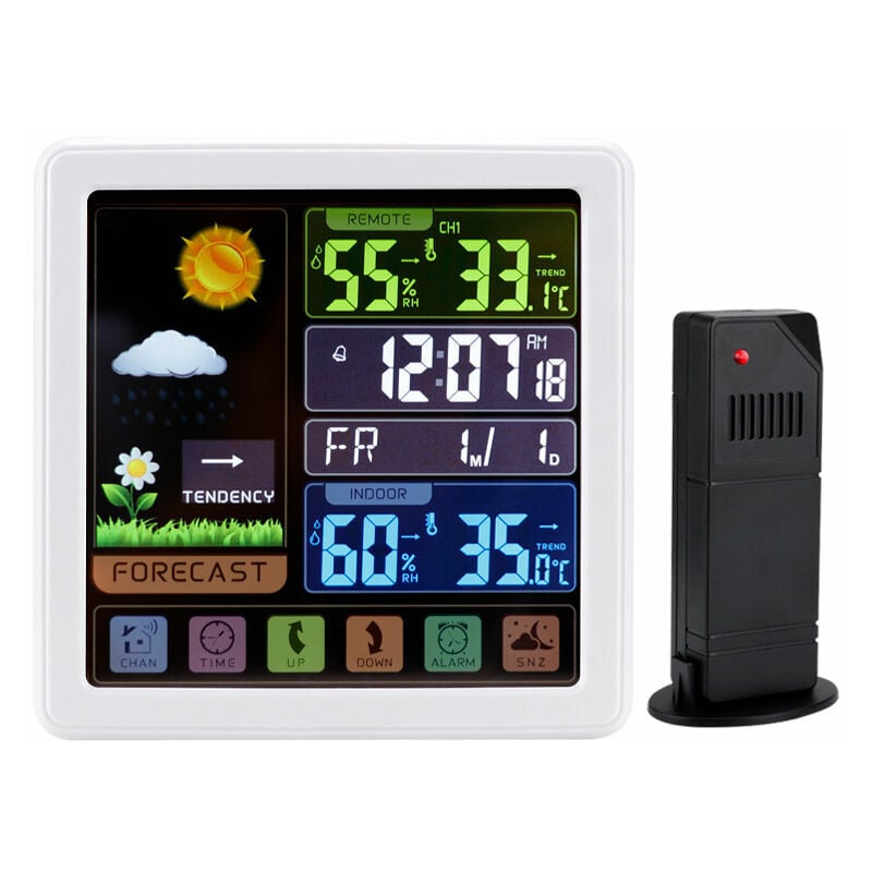 Koogeek Wireless Weather Station,Indoor Outdoor Thermometer Hygrometer with  Sensor, Digital Temperature Humidity Monitor, Alarm Clock,Weather  Forecast,Color LCD Display,Backlight, Sooze Mode Brand 