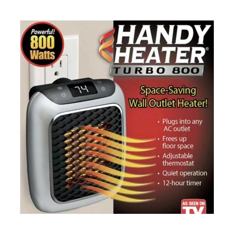 800W space-saving wall-plug fan heater with advanced ceramic technology and  adjustable thermostat