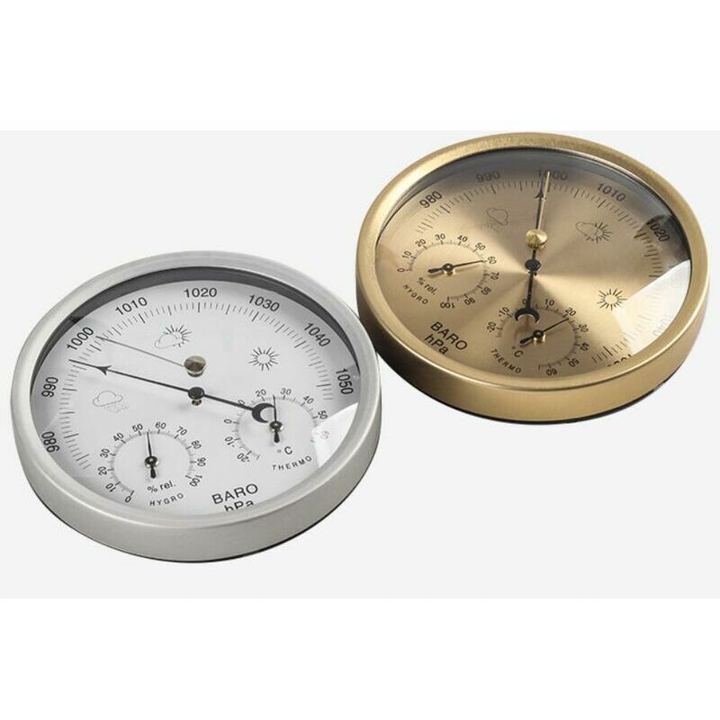 Analog Weather Station,barometer,thermometer,hygrometersilver,128mm