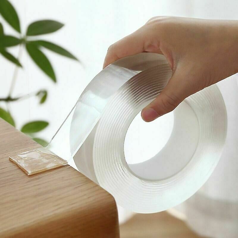2Pcs Double Sided Tape Heavy Duty (9.85FT) Multipurpose Mounting Tape  Removable Adhesive Strips Transparent Wall Tape, Washable Clear Sticky Tape