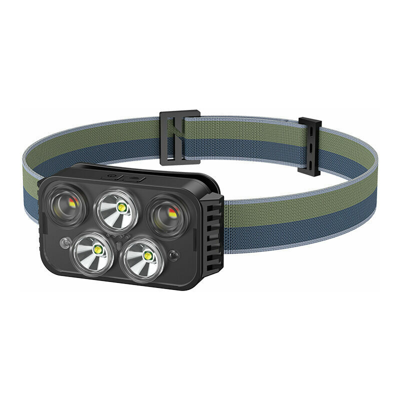 Outdoor USB LED sensor headlight, night fishing, bike and running light,  strong light, five headlights