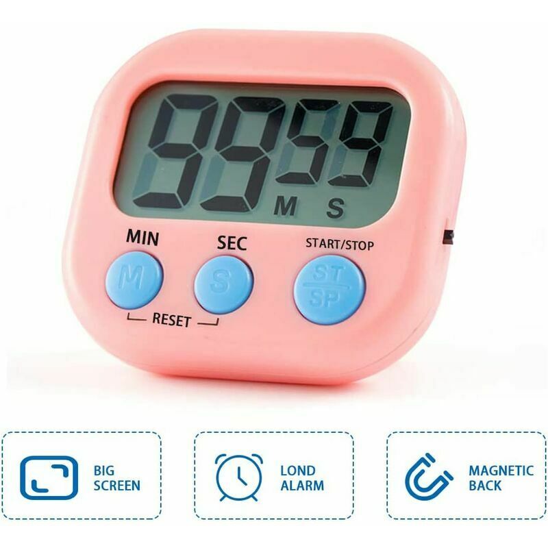 Digital Timer, Small Count Down/ UP Clock with Magnetic, Big LCD Display  Pink