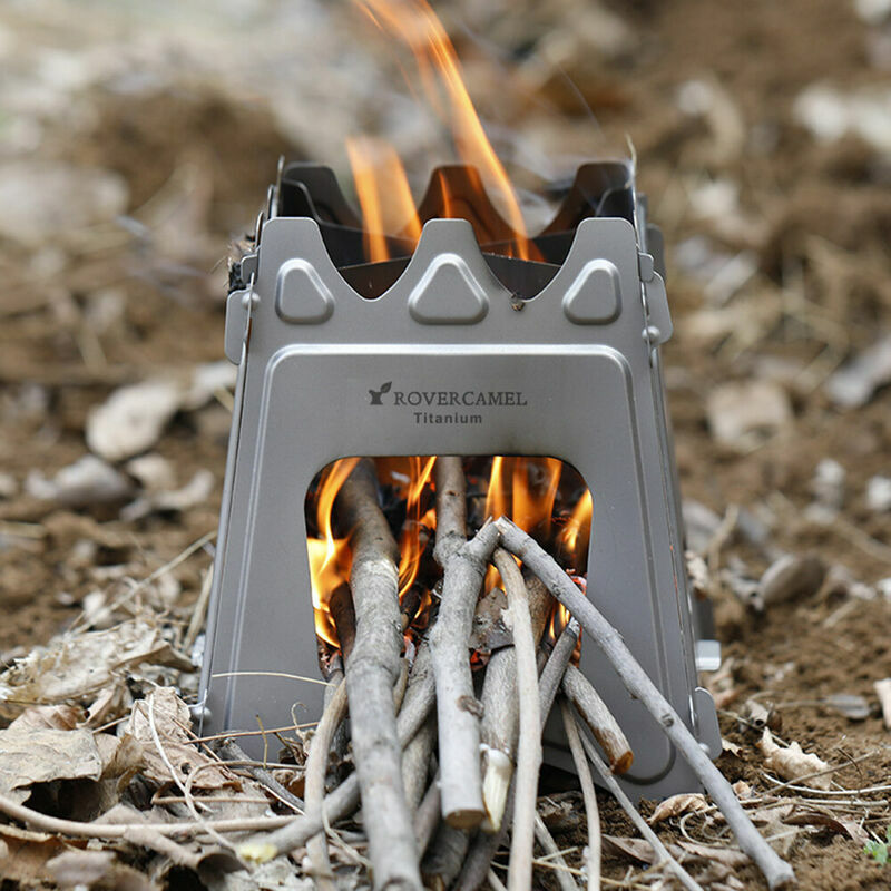 Camping Wood Stove Portable Folding Lightweight Titanium Wood Backpack Stove  for Outdoor Survival Cooking Picnic Hunting