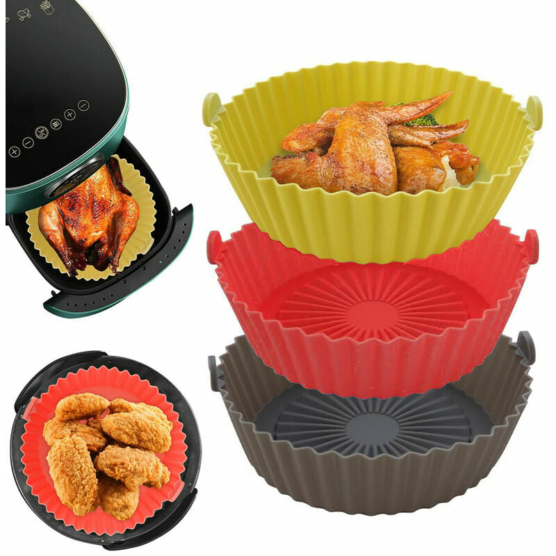 1pc Air Fryer Silicone Liners Pot, Silicone Round Air Fryer Silicone Basket  Bowl, Replacement Of Flammable Parchment Paper, Reusable Baking Tray Oven  Accessories