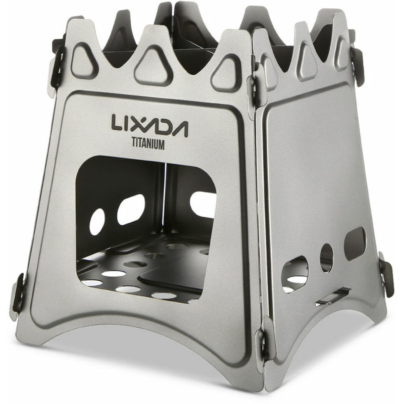 Titanium Folding Compact Wood Stove for Outdoor Camping Cooking Picnic ( Titanium, L)