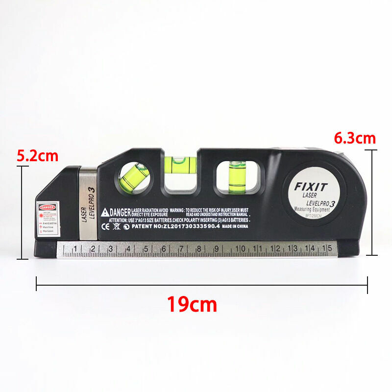 Dekton 6 in 1 Laser Level Bubble Spirit Level Tape Measure Metric Tape  Ruler