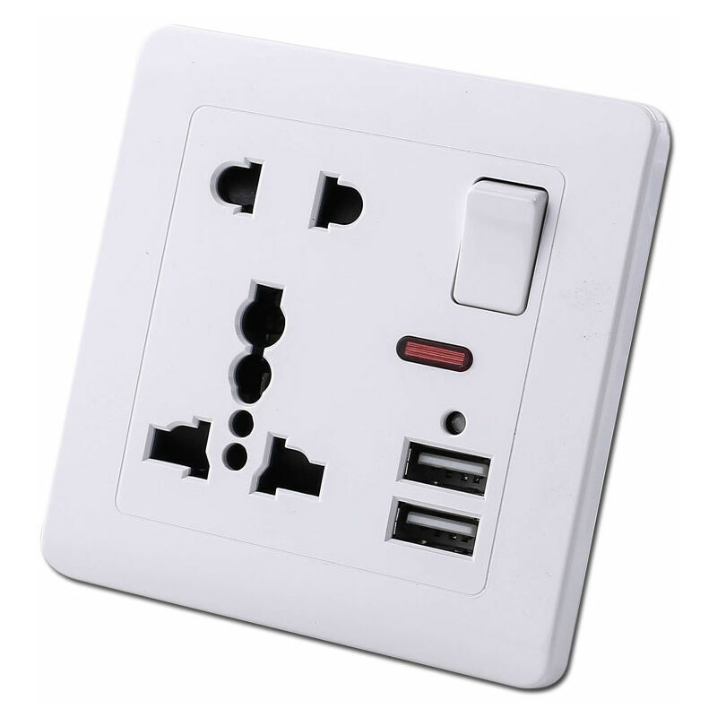 Multifunctional Outlet Panel Wall Power Outlet Universal 5-Hole  Outlet（1Pcs） grey