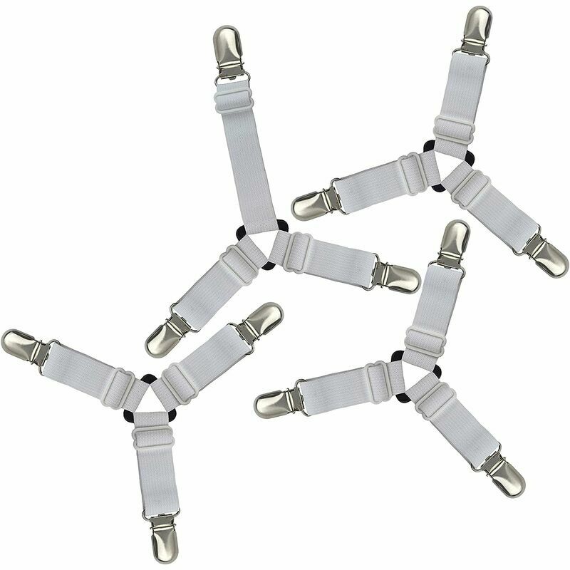 Toweter Thick 3-Way Bed Sheet Fasteners Grippers Suspenders,Sheet Mattress  Corner Straps,4 Pieces A Set(Black)