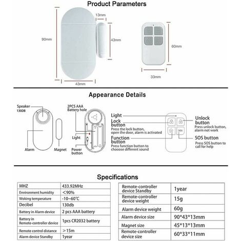 Refrigerator And Freezer Alarm, Door Left Open, Reminders At 60 Seconds Or  More