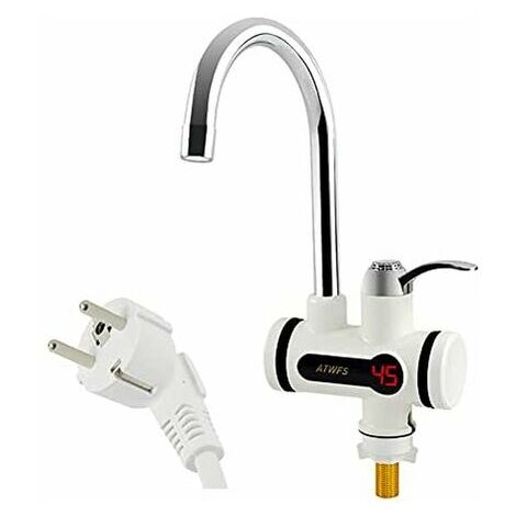 220V Electric Faucet with Water Heater, LED Temperature Display, 3000W,  Instant Water Heater for Kitchen, Bathroom, Instant Hot Water (Low, Tall)