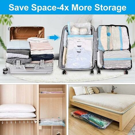 Organization and Storage, 6PCS/SET XL Vacuum Storage Bags, Space Saver Bags,  Blanket Storage, Moving Supplies, Clothes Storage, 100x80cm