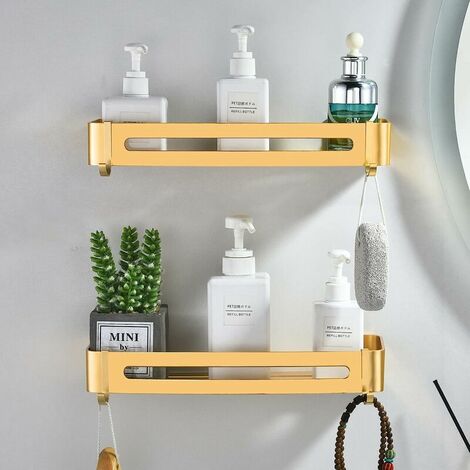 1pc Iron Bathroom Shelf Organizer With Wall Mounting Design For Shower Gel  And Shampoo Storage