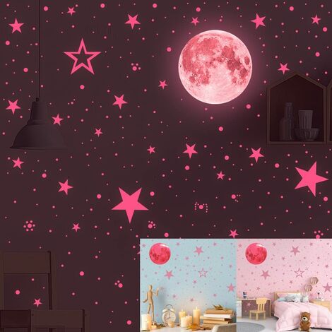 435 Glow Stars and 1 Moon In The Dark Star Plastic Stickers Ceiling Wall  Bedroom