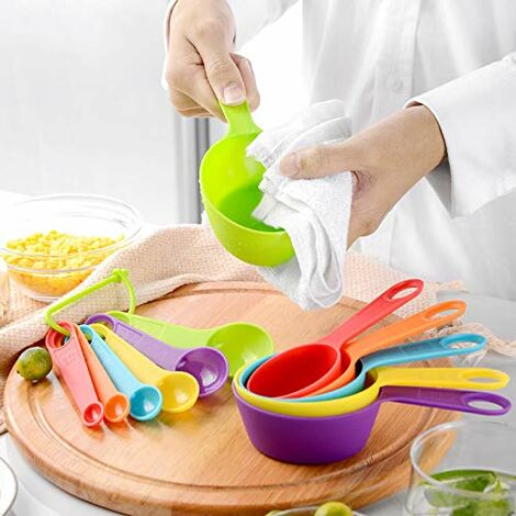 12PCS Measuring Cups, Colorful Measuring Cups And Spoons Set, Stackable  Measuring Spoons, Nesting Plastic Measuring Cup, Measuring Tools Such As  Beans