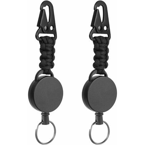 2pcs 5 Paracord Lanyard with Clasp Wrist Cord Badge Holder Strap, Black