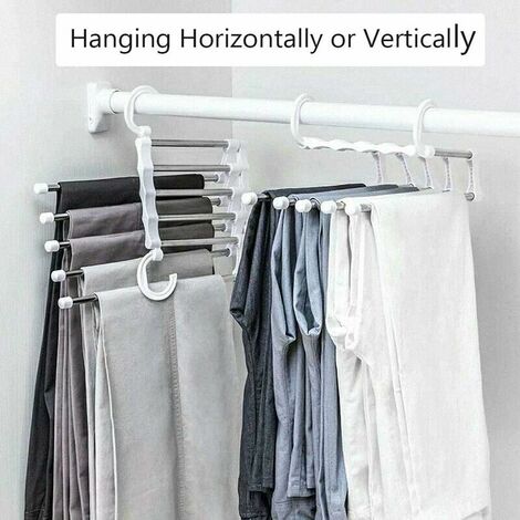 1pc Stainless Steel Pants Hanger Rack With 10 Clips, Space-saving Hanging  Clothes Organizer For Heavy Clothes