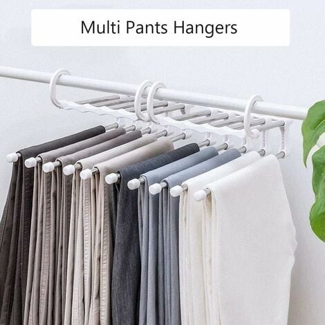 Magic Pants Hangers, Space Saving Closet Hangers 5 Layers 2 Uses Multi  Functional Pants Rack, Solid Metal & Wood Heavy Duty Wardrobe Organizer  Racks for Clothes Trousers Scarves Ties(One Pack)