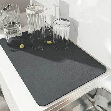 Foldable Dish Drying Mats for Kitchen Counter 16x24, Non Slip Silicone Mat  Grey