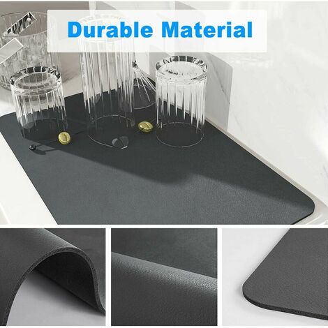 Foldable Dish Drying Mats for Kitchen Counter 16x24, Non Slip Silicone Mat  Grey