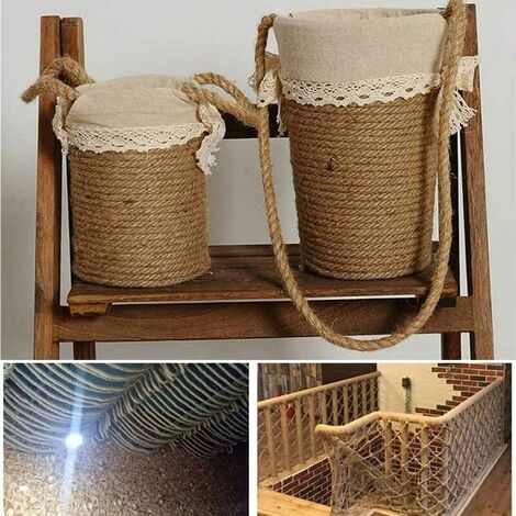 Thick Jute Hemp RopeThick Rope 8/10/12mm Natural Hemp Ropes Decking Jute  Rope 4 Strand Super Strong War Twisted Hemp Rope for Crafts 50M(Size:10MM