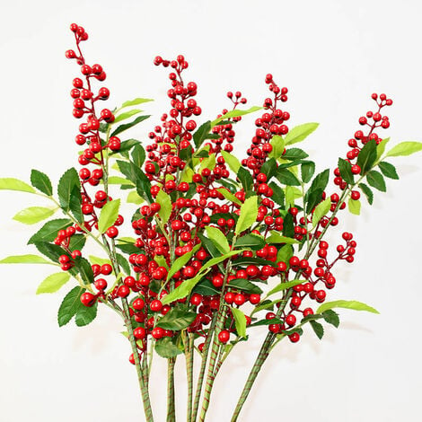 12pcs Artificial Christmas Floral Picks, Red Fake Berry Picks Stems, Pine  Branches with Pinecones Holly Leaves for Vase Floral Arrangement Wreath