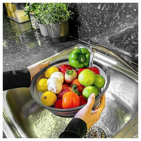 2Packs collapsiable Microwave cover (Red+Blue) BPA free Microwave Splatter  Guard Colander Strainer for Fruit Vegetables