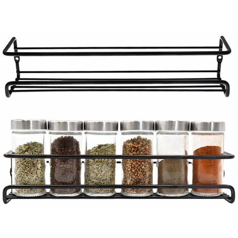 5-Tier Stackable Seasoning Spice Rack Organizer Detachable Countertop for  Cabinet, Black Frosted Iron Kitchen Counter Shelf( Spice Jars Not Included)  