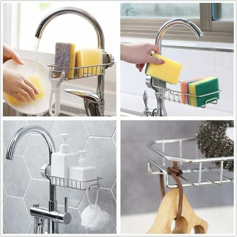 New 2 in 1 Home Sink Organizer Plastic Detachable Hanging Faucet Drain Rack  Snap-on Storage