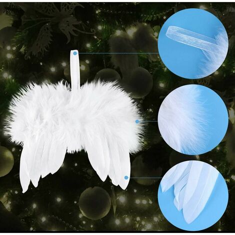 10 Pcs White Feather Christmas Decorations Vintage Feather Christmas  Ornaments Angel White Feather Wings Tree Decoration For Diy Crafts