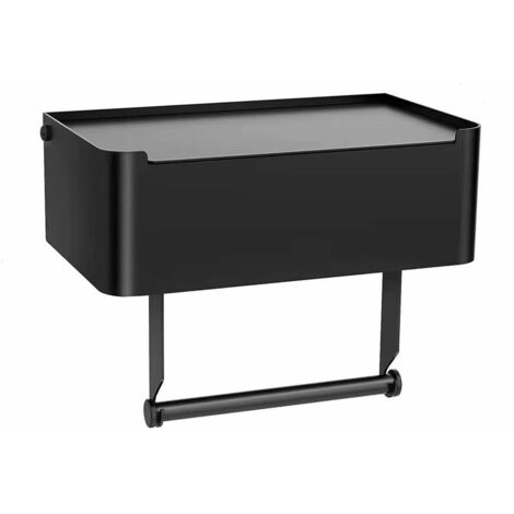 Black Stainless Steel Wall Mounted Toilet Roll Holder with Spacious