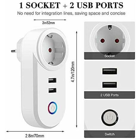 1pc Smart Plug, Alexa Plug, Smart Life Wifi Plug With Remote And Voice  Control, Timer Plug(2.4ghz Only), White