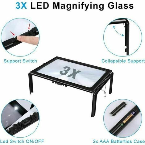 Magnifier With Light And Stand, 6x Magnifier With Light, Hands