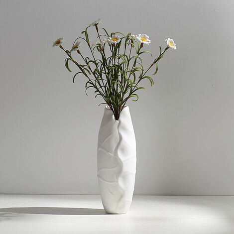 Two Piece Ceramic Vase Tall White Vase Modern Office Vase