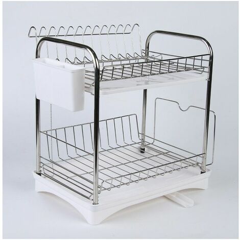 Kennedy White Plastic Collapsible Dish Rack with Cutlery Holder